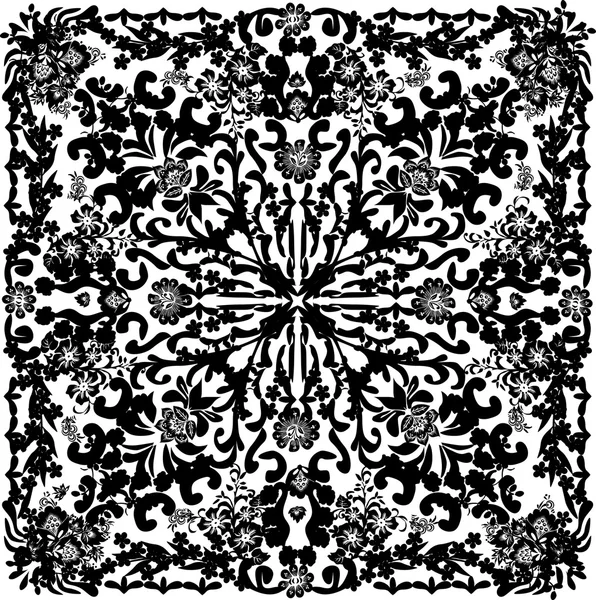 Cuadrado simétrico negro con patrón abstracto — Vector de stock