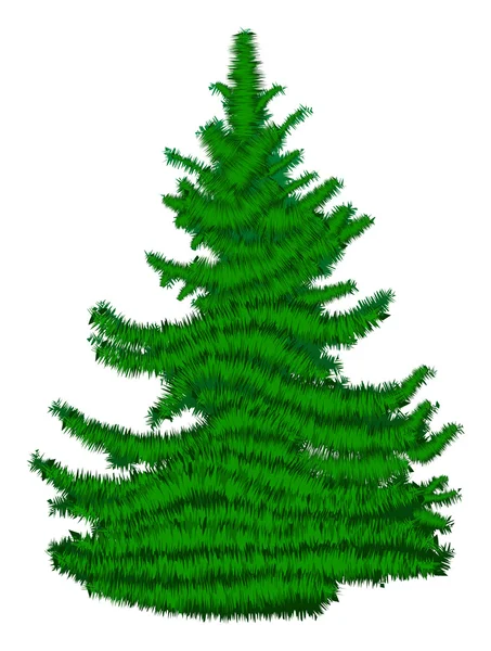 Sapin vert isolé sur illustration blanche — Image vectorielle
