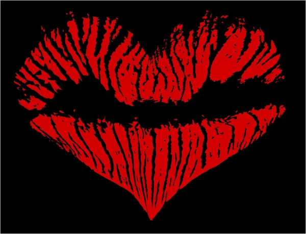 Red on black lipstick heart shape — Stock Vector