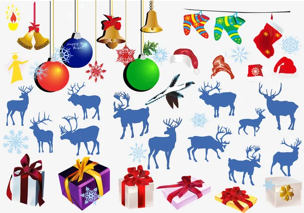 Diferentes elementos de Natal coleção em branco — Vetor de Stock