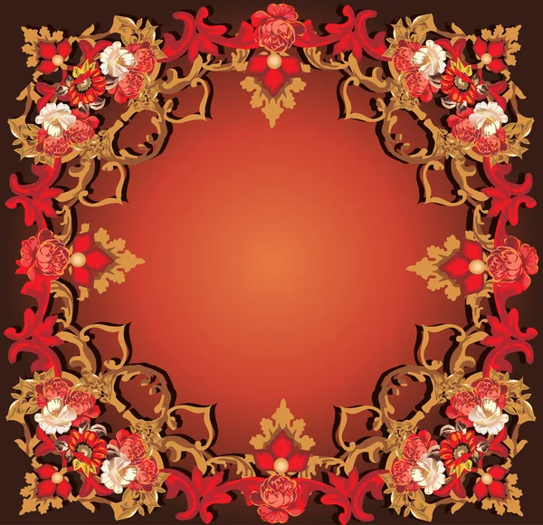 Y marco floral abstracto marrón — Archivo Imágenes Vectoriales