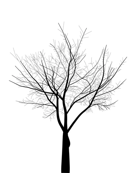 Ilustrasi pohon hitam telanjang terisolasi - Stok Vektor