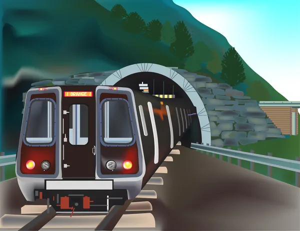 Train in tunnel illustration — Stock Vector