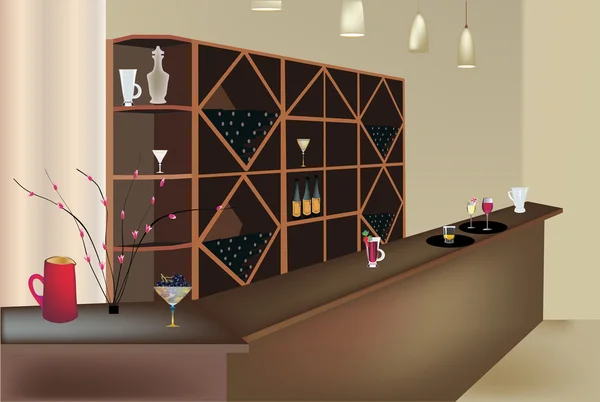 Bancone bar e cocktail illustrazione — Vettoriale Stock