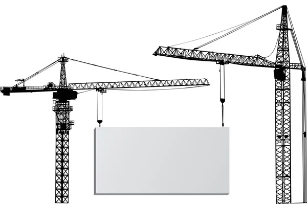Isolated two cranes with billboard — Stock Vector