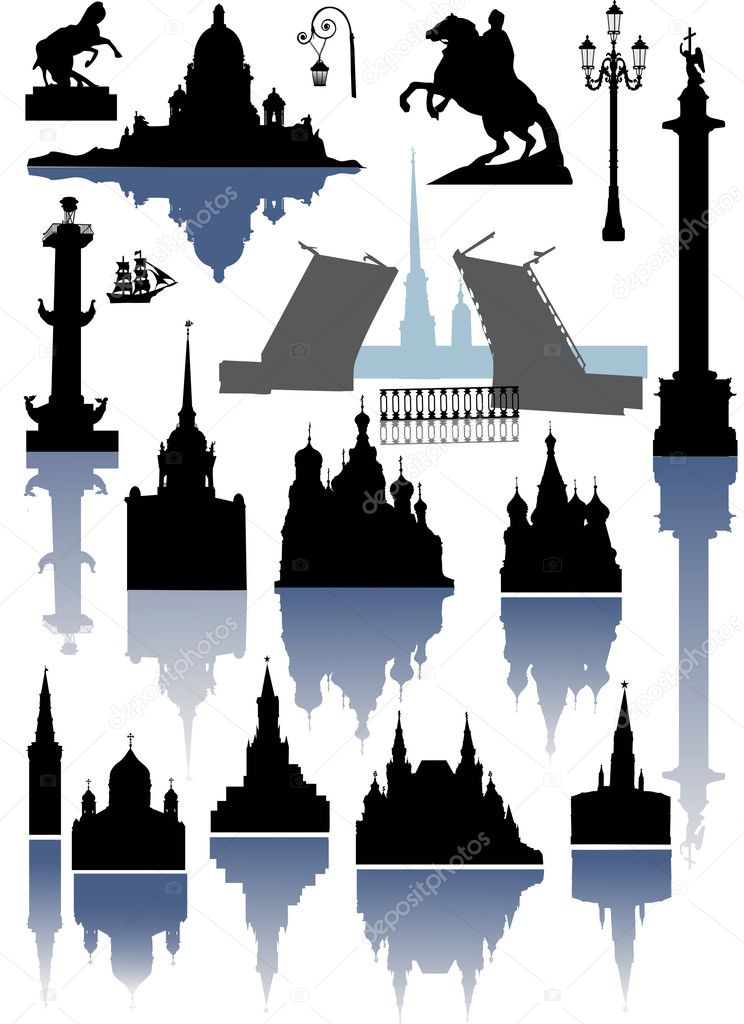 Saint-Petersburg and Moscow silhouettes collection