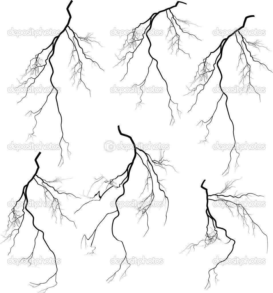 set of six black lightnings