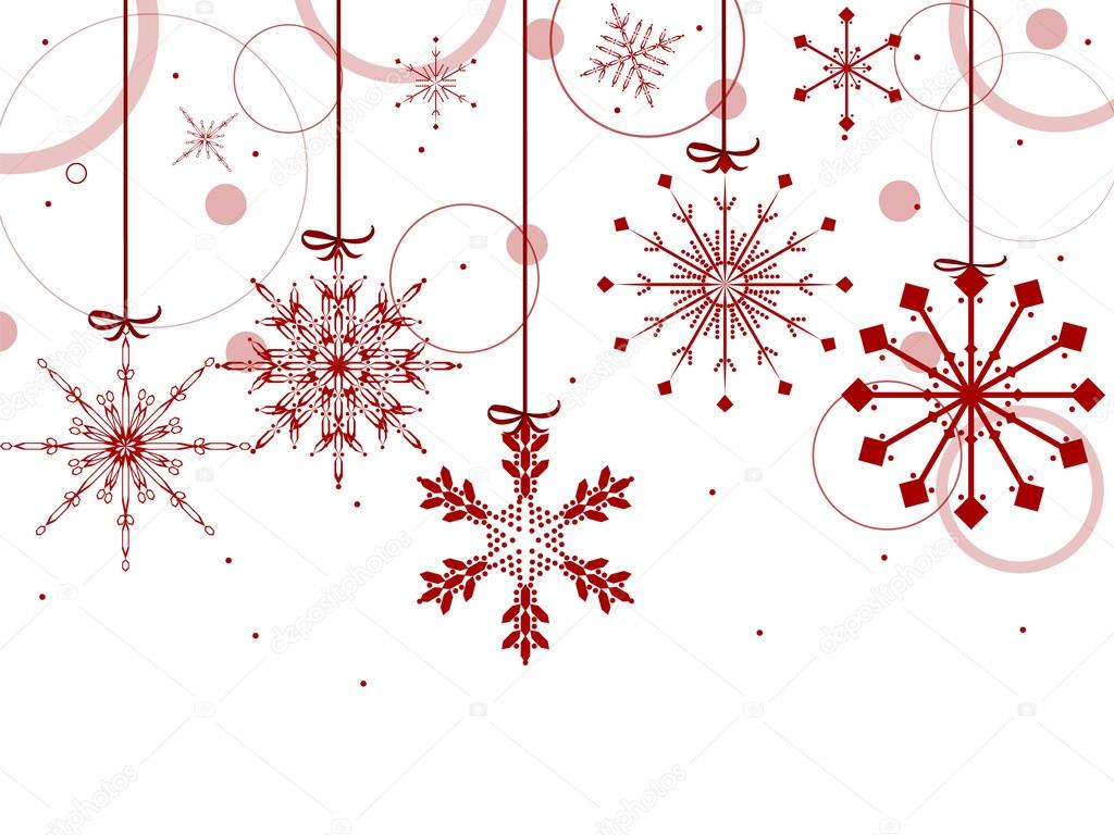 christmas background with red snowflakes