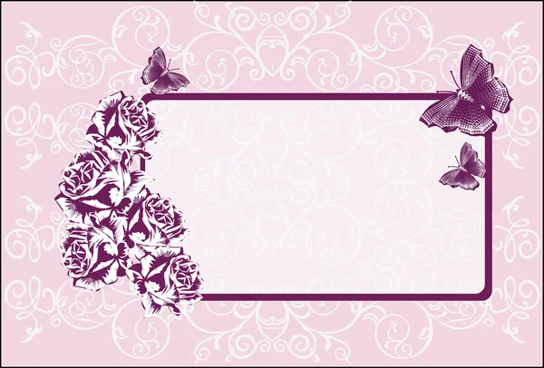 Темные розы рамка на светло-розовом фоне — стоковый вектор