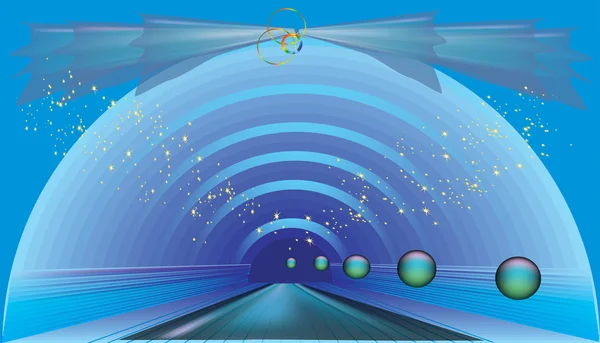 Illustrazione astratta blu del tunnel — Vettoriale Stock