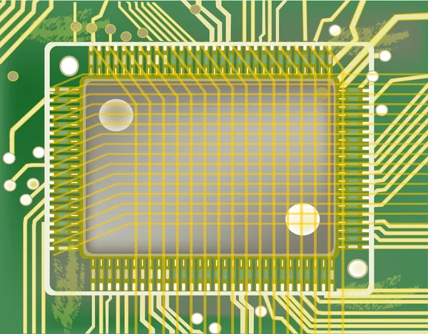 Computer chip op groen bord — Stockvector