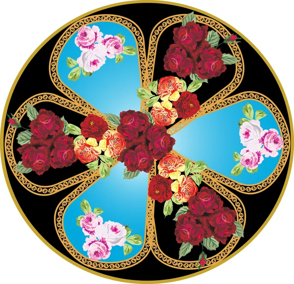 Rea nad roz trandafir floral cerc decorare — Vector de stoc