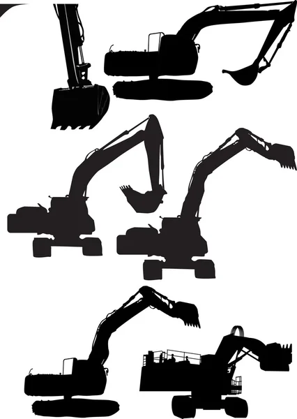 Set of diggers isolated on white — Stock Vector