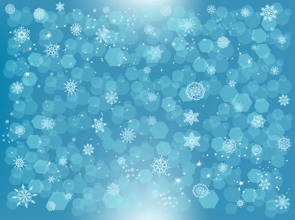 Fundo azul claro com flocos de neve — Vetor de Stock