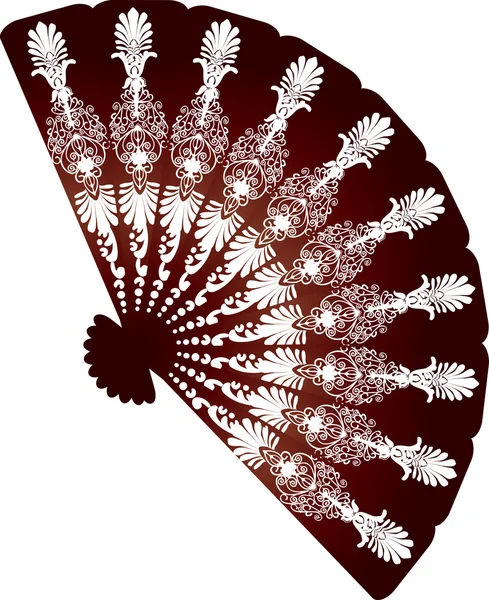 Decorated brown fan isolated on white — Stock Vector