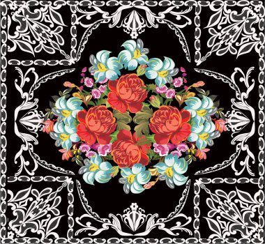 Tasarım kare siyah beyaz kırmızı gül