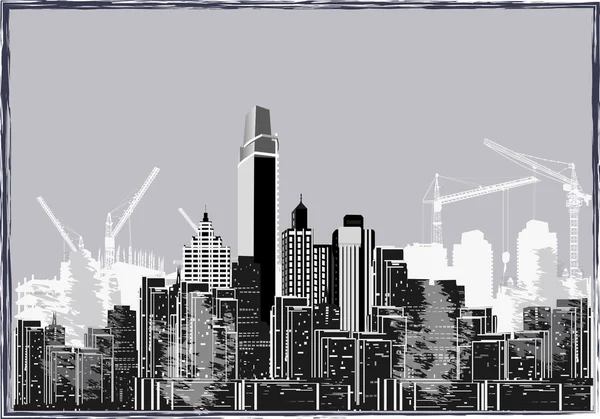 Modern city landscape on grey background — Stock Vector