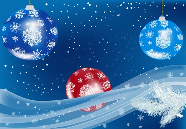 Bue と赤のクリスマス ボール — ストックベクタ