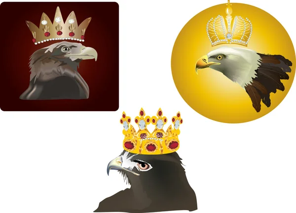 Three eagles in crowns collection — Stock Vector