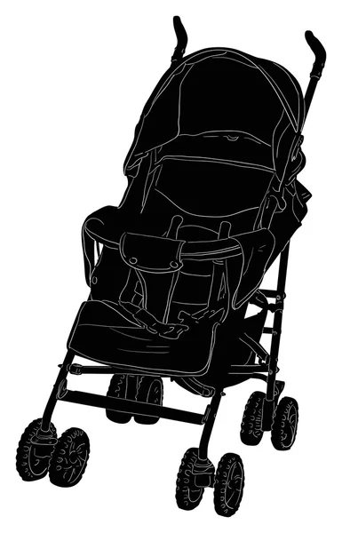 Perambulator silhouet geïsoleerd op wit — Stockvector