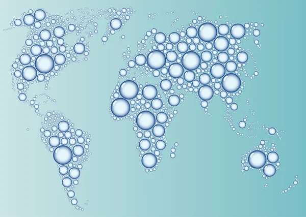 Jorden karta från droppar på blå bakgrund — ストックベクタ