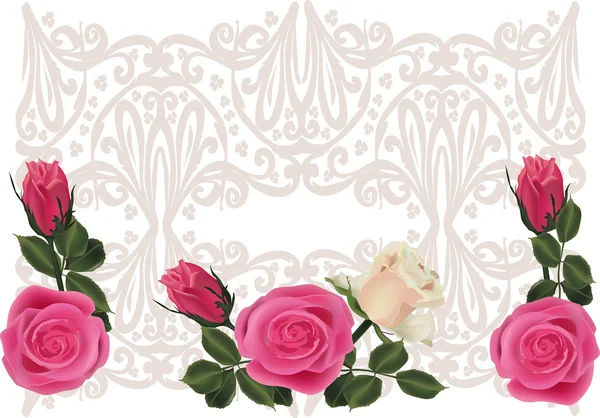 Lichte decoratie en roze rozen illustratie — Stockvector