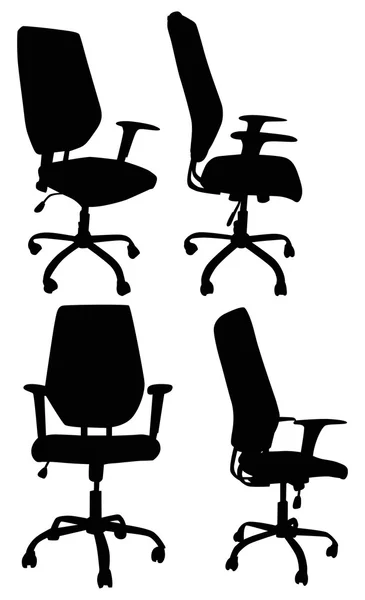 Four office chairs isolated on white — Stock Vector