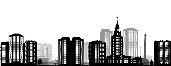 Illustrazione panoramica città grigia — Vettoriale Stock