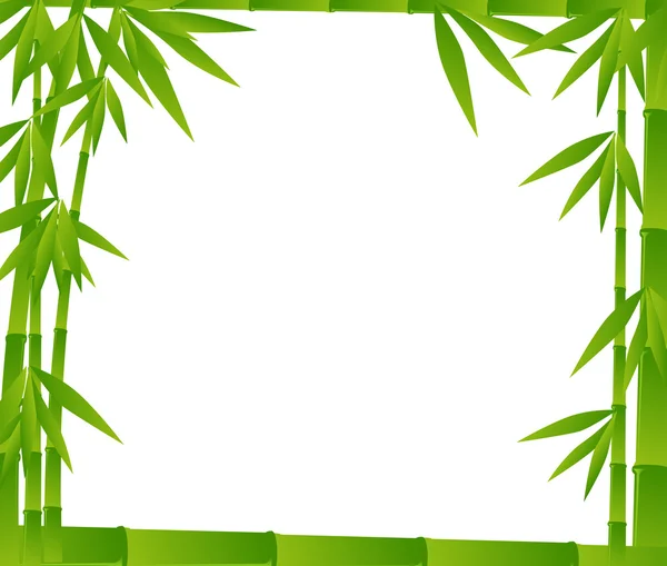 Bambus zelený větve rám na bílém pozadí — Stockový vektor