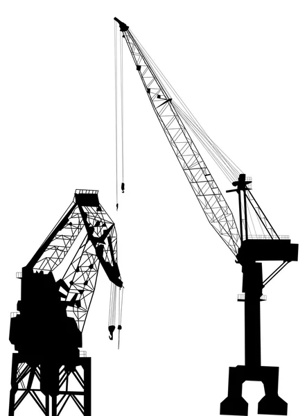 Two industrial cranes isolated on white — Stock Vector