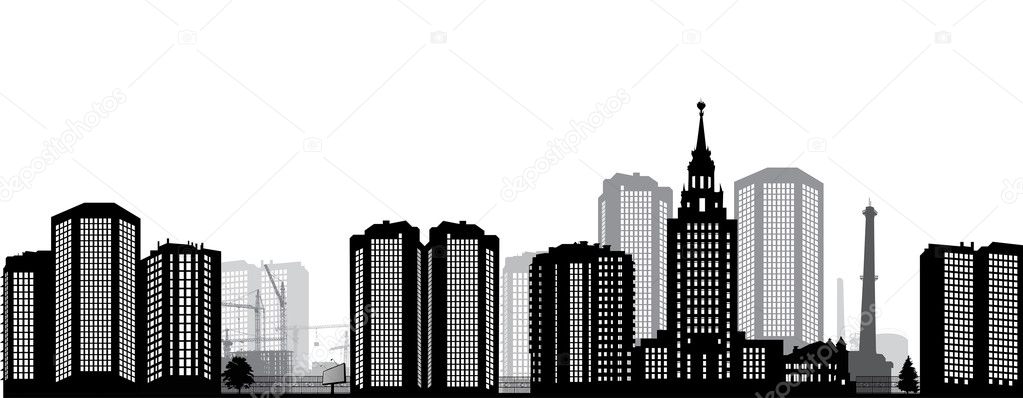 grey city panorama illustration