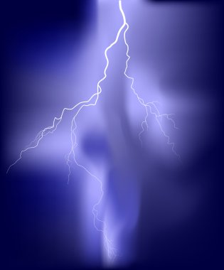 Bright white lightning illustratie in Lila hemel