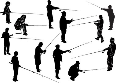 on iki balıkçı silhouettes