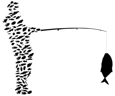 küçük balıklar balıkçı siluet kurdu