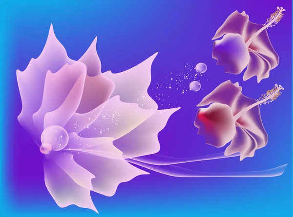 Dekoration aus rosa und blauen Blumen — Stockvektor