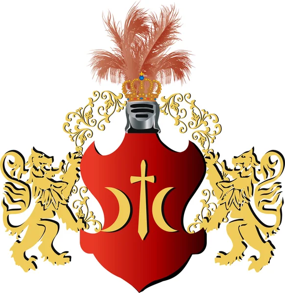 Schild met heraldische elementen decoratie — Stockvector