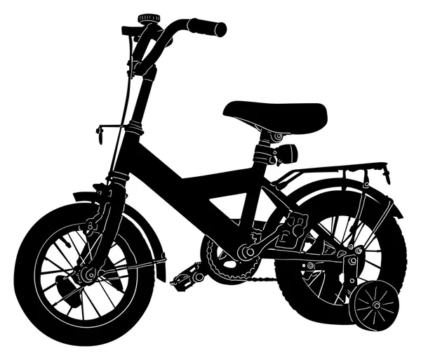 Bambino bicicletta silhouette su bianco — Vettoriale Stock