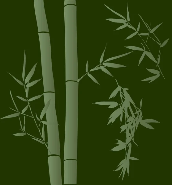 Bamboe takken op groene achtergrond — Stockvector