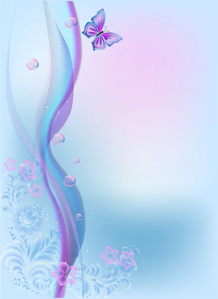 Blue abstract butterfly ' and ' floral ornament — Stockvector