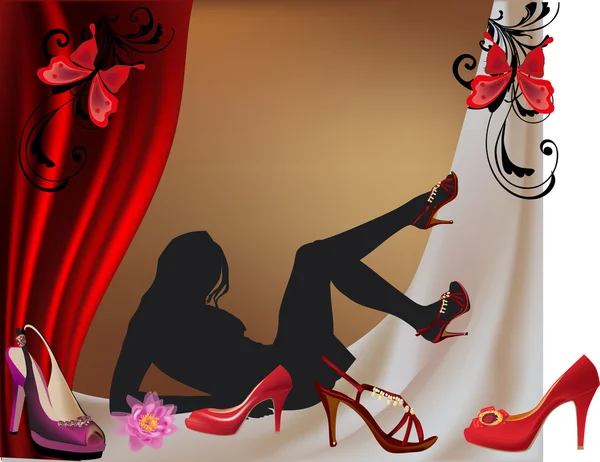 Mädchen und Schuhe Illustration — Stockvektor
