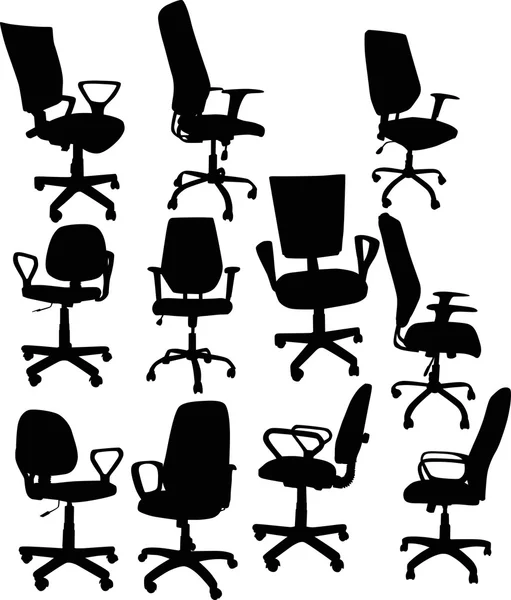 Jedenaście krzeseł biurowych na białym tle — Wektor stockowy