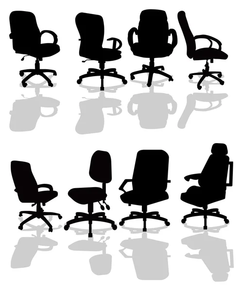 Set eight office chairs with reflections — Stock Vector