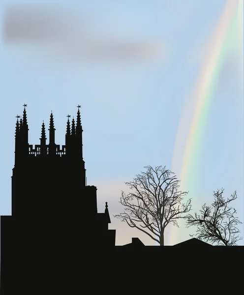 Castello e arcobaleno illustrazione — Vettoriale Stock