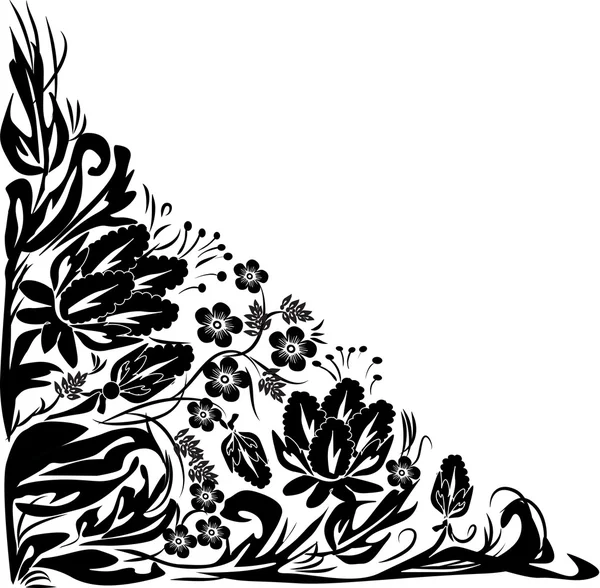 Florale dreieckige isolierte schwarze Dekoration — Stockvektor