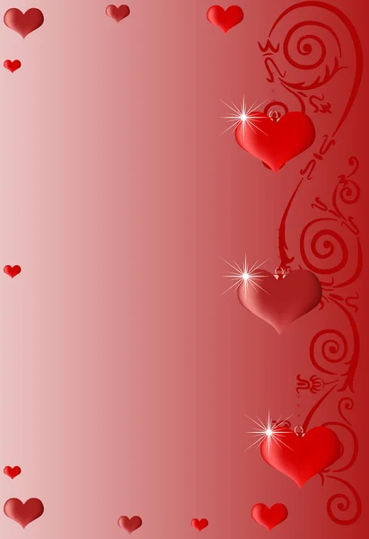 Röd ram med hjärtan illustration — Stock vektor