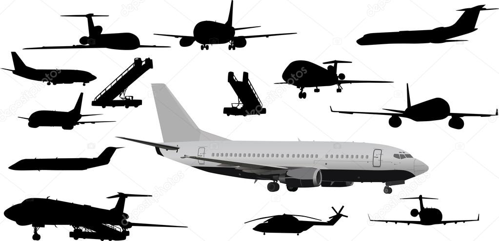set of planes isolated on white