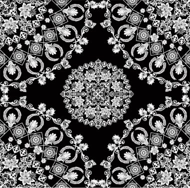 dairenin merkezinin ile beyaz simetrik kare desen