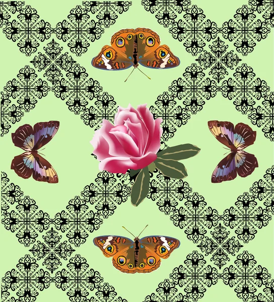 Diseño cuadrado con mariposas — Vector de stock