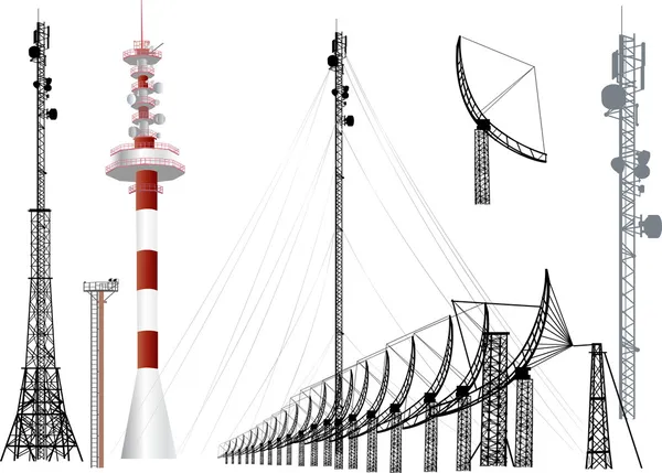 Antenna sziluettek gyűjteménye — Stock Vector