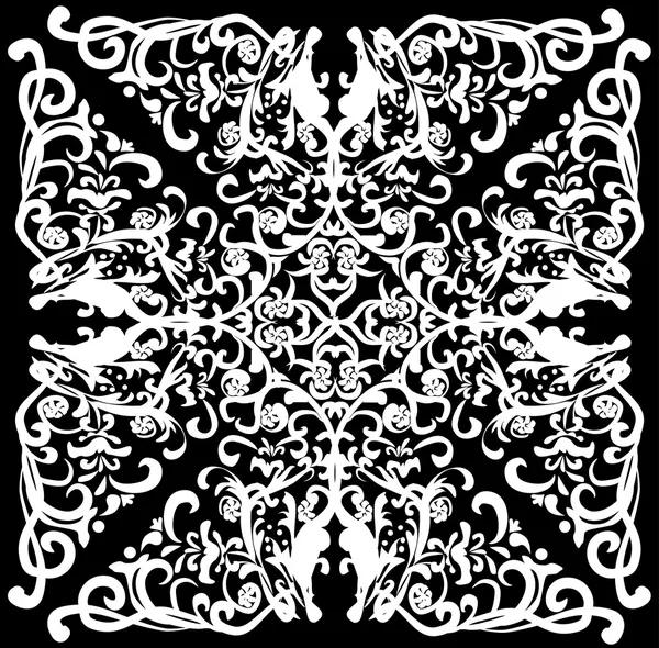 Pola kuadrat simetris abstrak putih - Stok Vektor